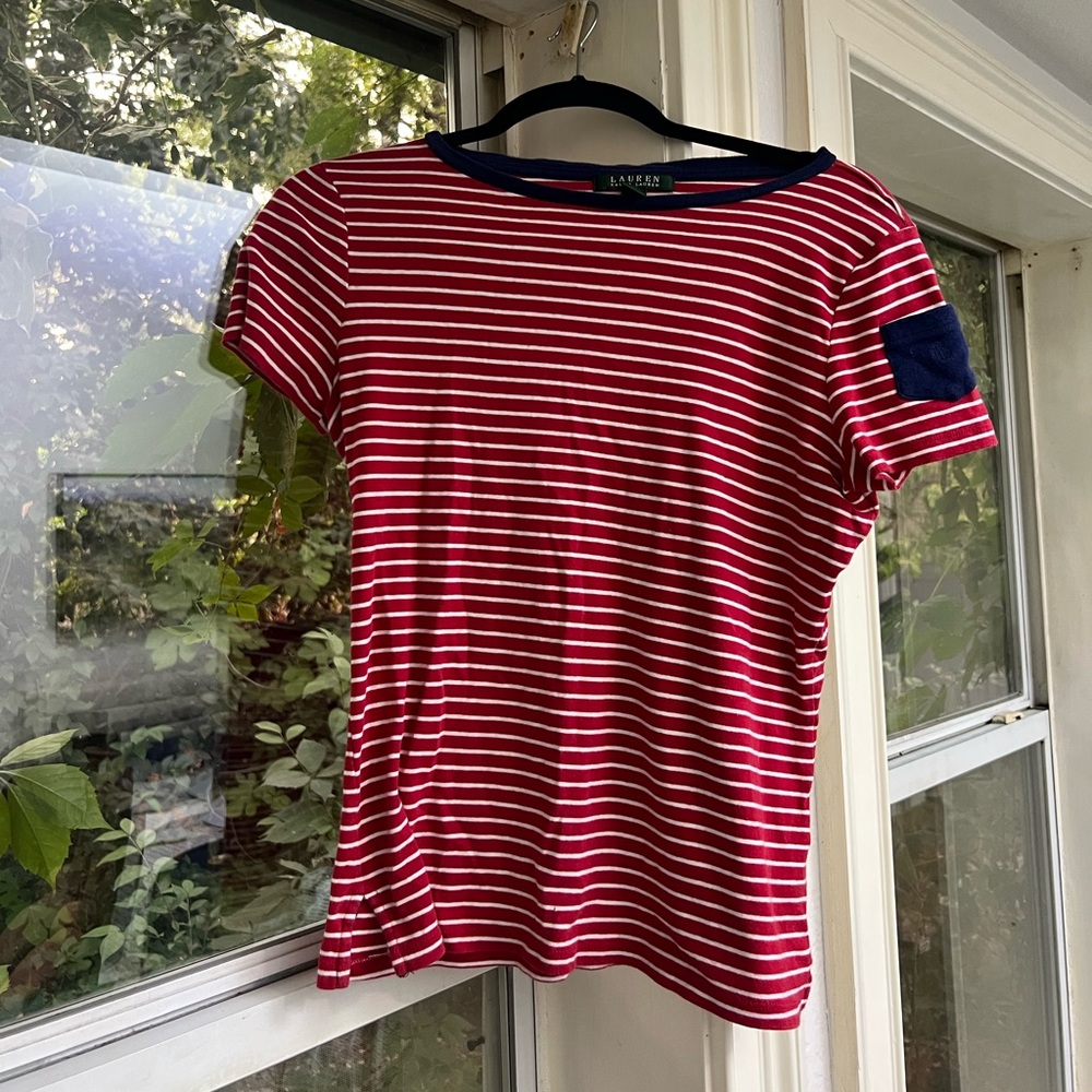 Ralph Lauren Red and White Striped Tee